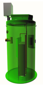 Схематическое изображение станции биологической очистки стоков BioPURIT с вынесенным блоком воздушного компрессора